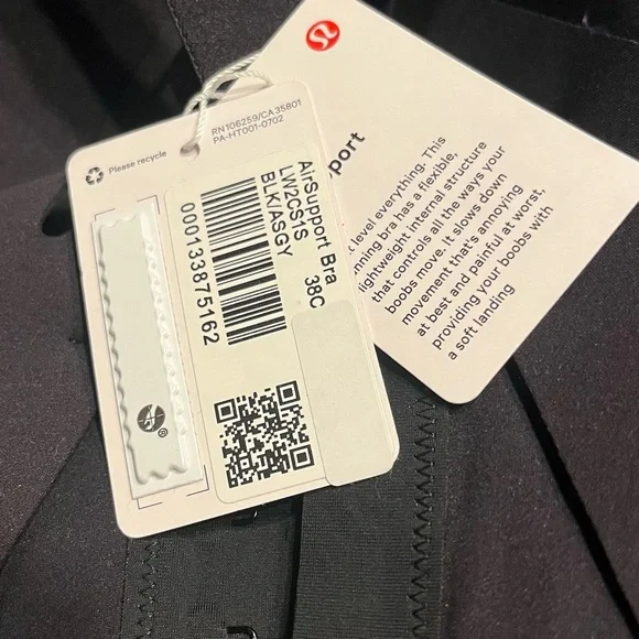 NWT! Lululemon AirSupport Black Ultralu Sports Bra 38C Running Support stretch - Picture 14 of 16